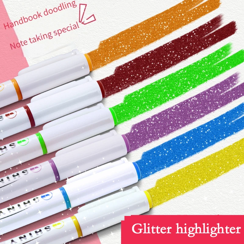 Imagem -02 - Pastel Fine Pastel Highlighter Marker Kawaii Glitter Pen Scrapbook Papelaria Pintada Material Escolar Cores por Caixa