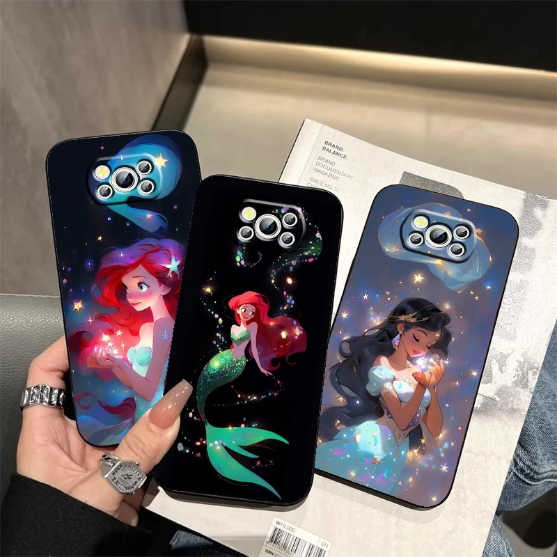 

Disney Princess Elsa Belle For Xiaomi Mi Poco F5 F4 F3 X6 X5 X4 X3 M6 M5 M5S M4 M3 C65 Pro GT NFC 5G Black Cover Phone Case