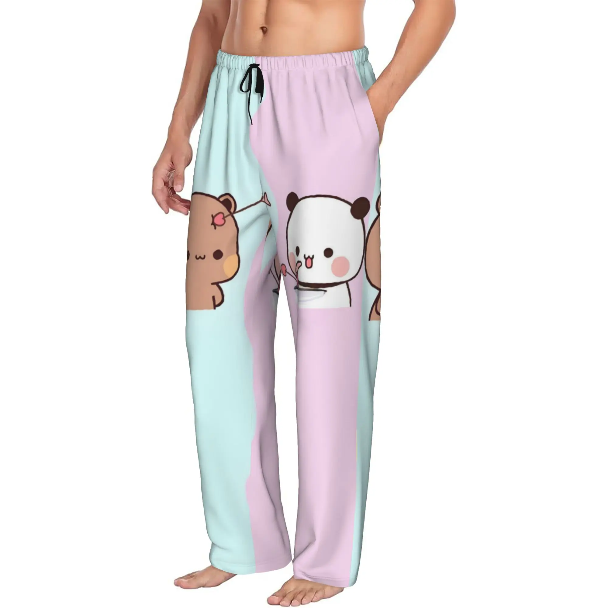 Custom Printed Men's Funny Bubu And Dudu  Pajama Pants  Sleepwear Sleep Lounge Bottoms with Pockets