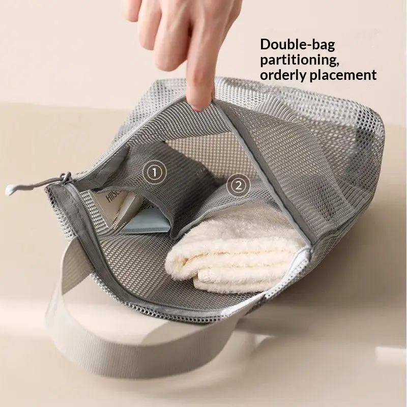 Portable Travel Mesh Makeup Toiletry Storage Bags Hanging Cosmetic Organizer Pouch For Shower Washing