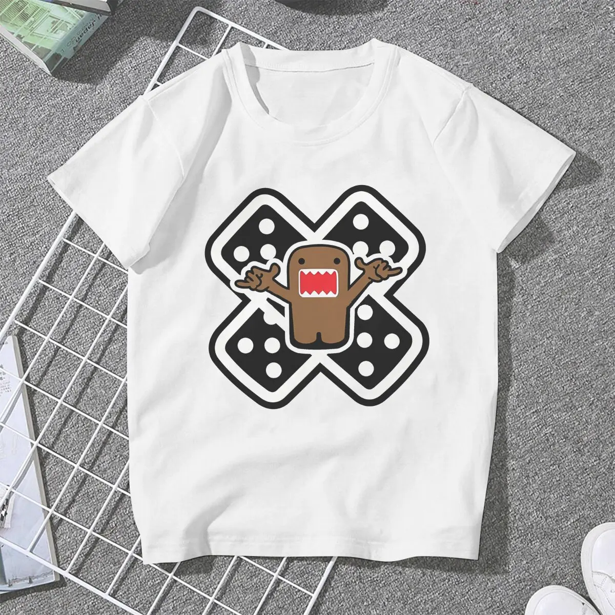 Anime Domo Kun Band Aid Tshirt Homme Women's Clothing Unisex Polyester Blusas T Shirt For Women