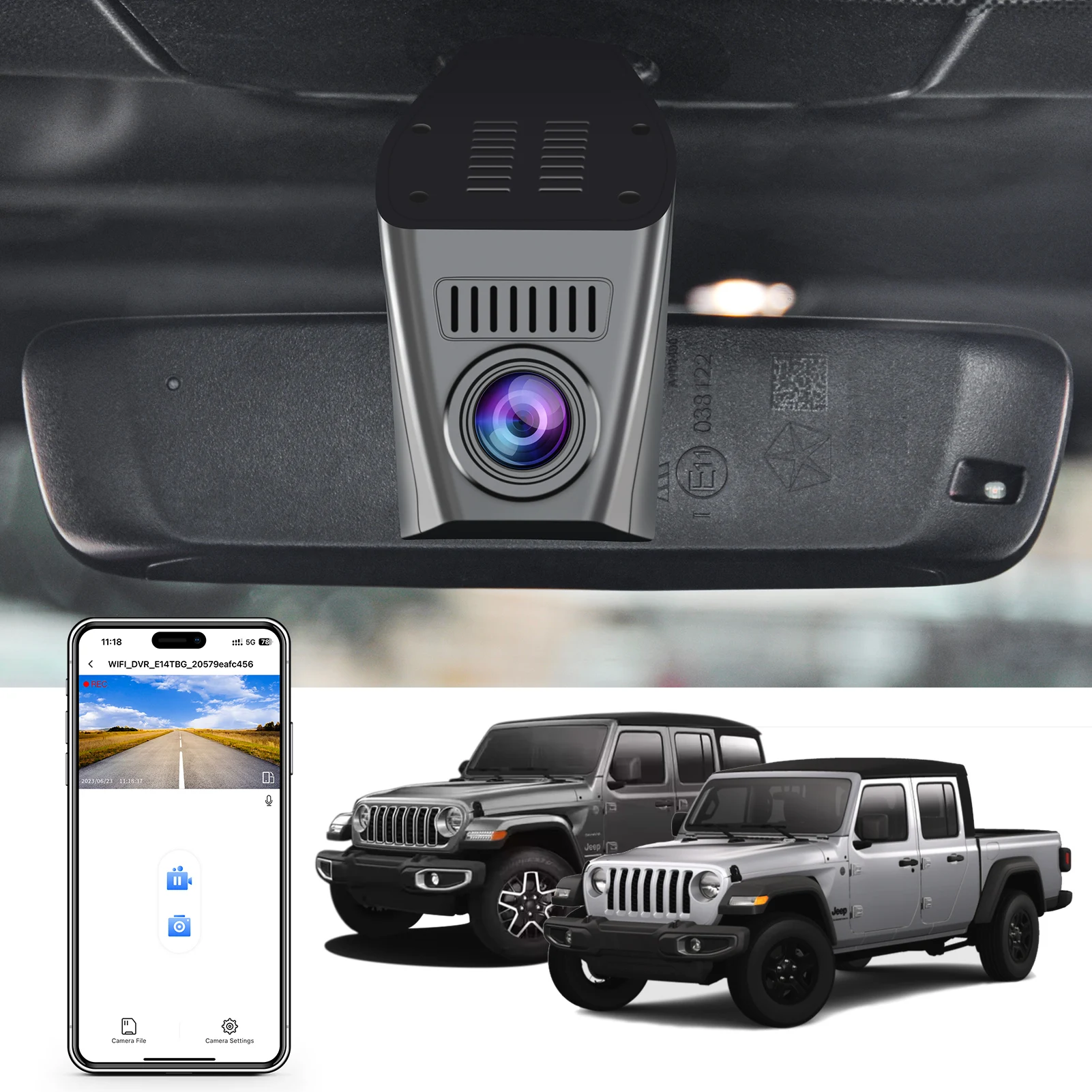 4K STARVIS 2 Sensor Dash Cam For Jeep 4th Gen Wrangler JL & Gladiator JT Car Camera Recorder 2018-2023 WiFi & APP GPS DashCam