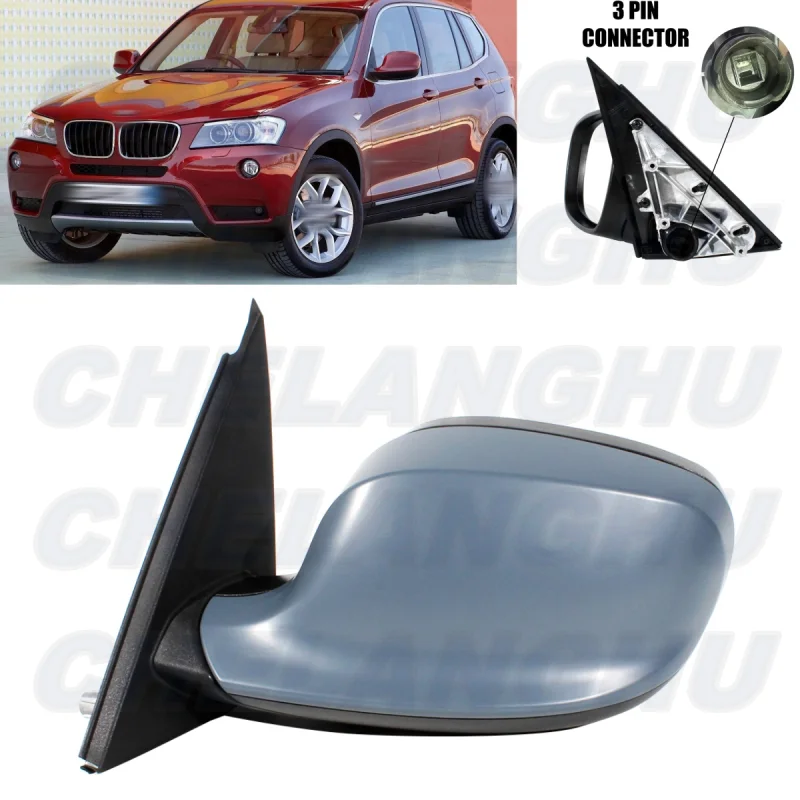 For BMW X3 F25 2010 2011 2012 2013 Left Side 3 Pins Paintable Memory Power Adjust Power Fold Mirror Assembly