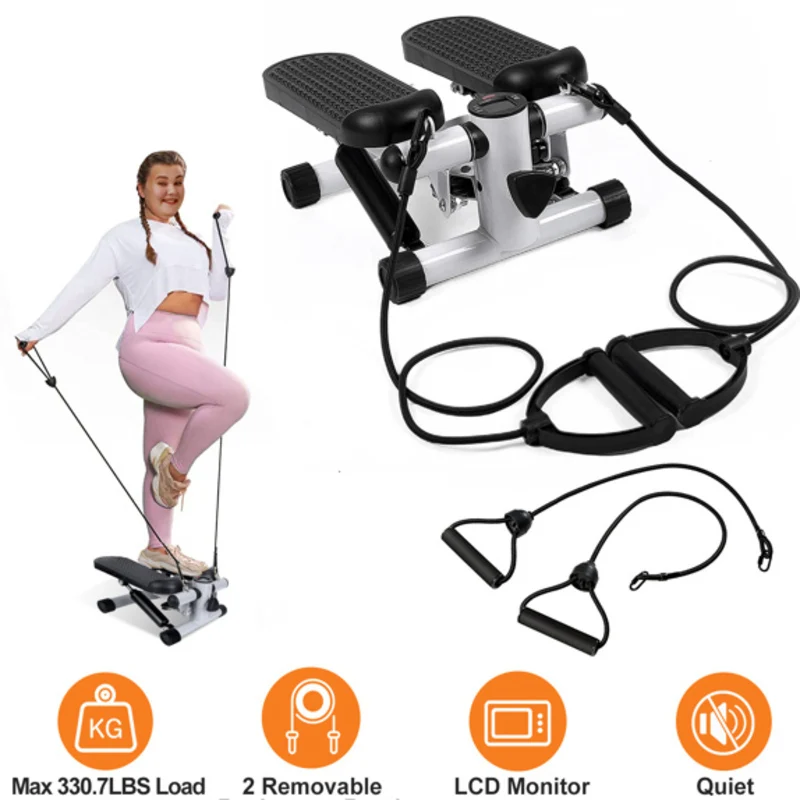 Mini máquina paso a paso giratoria para ejercicio en casa con bandas de resistencia pantalla LCD cinta de correr adelgazante para entrenamiento en casa