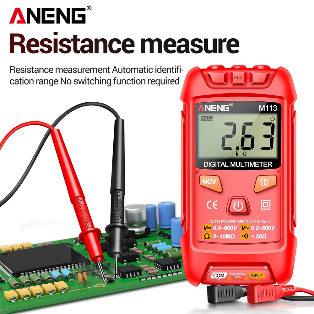 ANENG Digital Multimeter 1999 Counts Auto Range NCV Non-contact Voltage Tester AC DC Voltage Resistance Meter Data Hold Electric