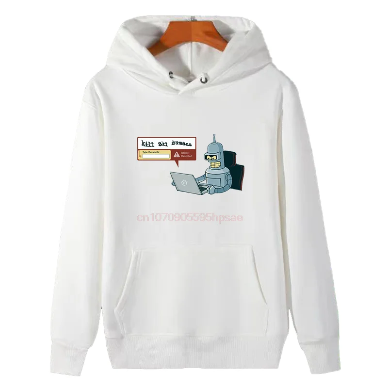 Robot Detector Funny Graphic Hooded Sweatshirts Winter New In Hoodies Sweatshirts Essentials Hoodie Unisex Thick Sweater Hoodie