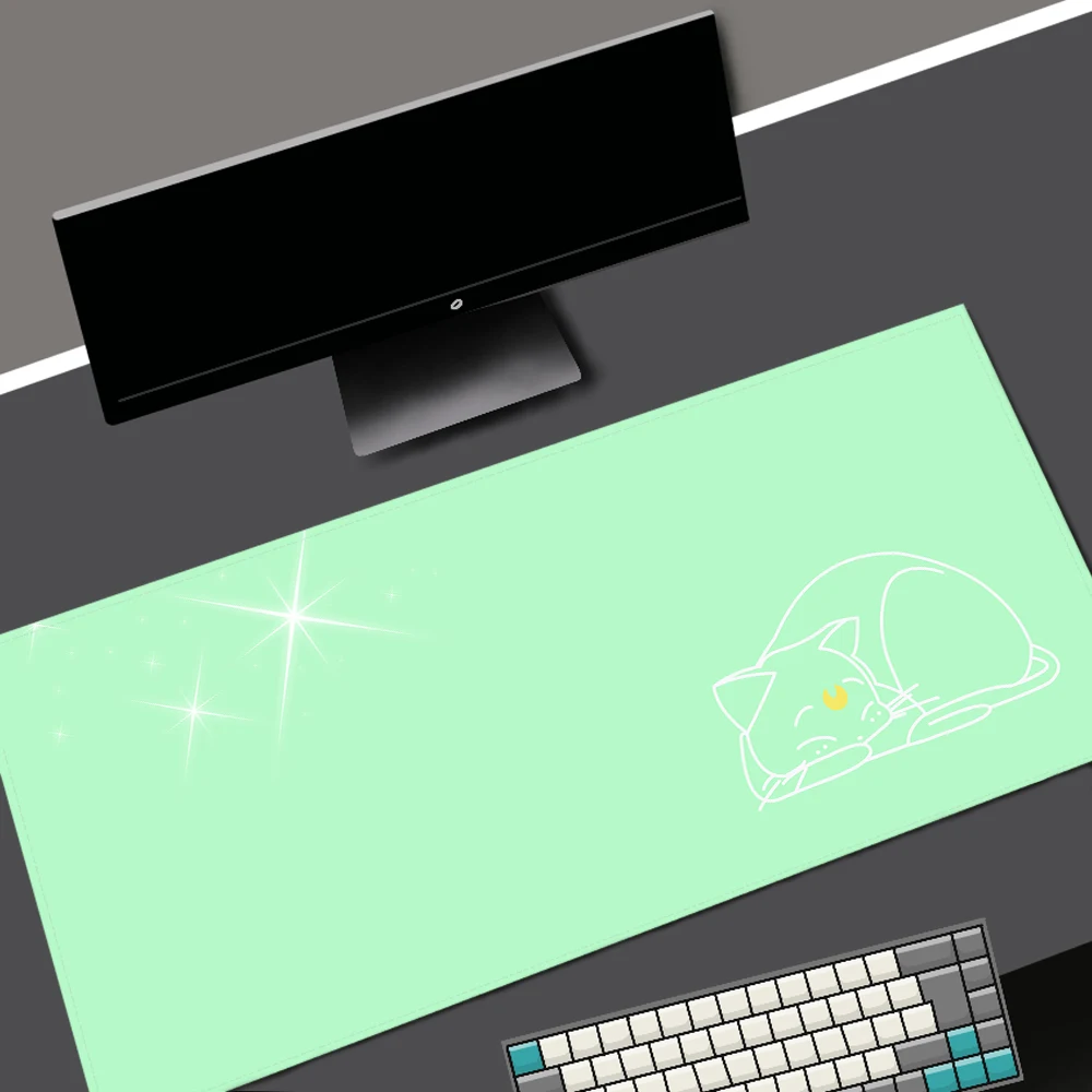 Blue Cat Gaming Computer Mouse Pad Table Keyboard Pad Kawaii Gaming Anime Mouse Mats Pad on The Table Setup accessori per giocatori