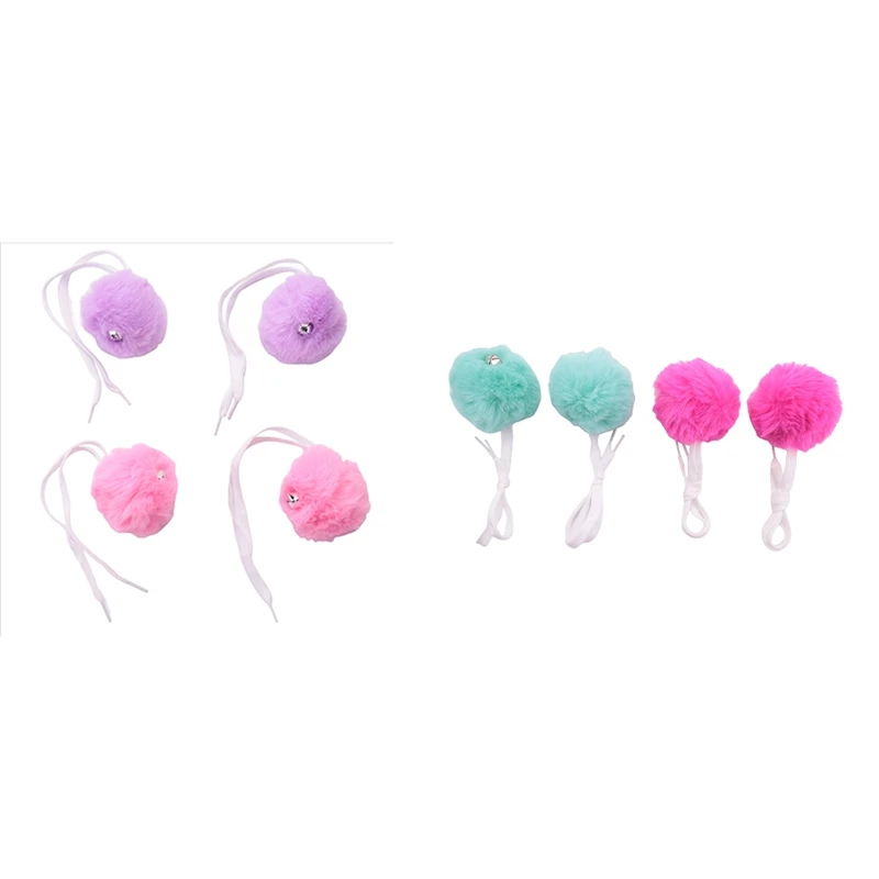 

4 Pcs Large Roller Skate Pom Poms Women Girls Princess Tie-On Roller Skate Pom Poms