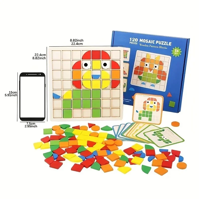 Ensemble de Puzzle en mosaïque en bois, 120 pièces, jouets blocs de jeu de bureau 3D, idéal pour les anniversaires, noël, Halloween