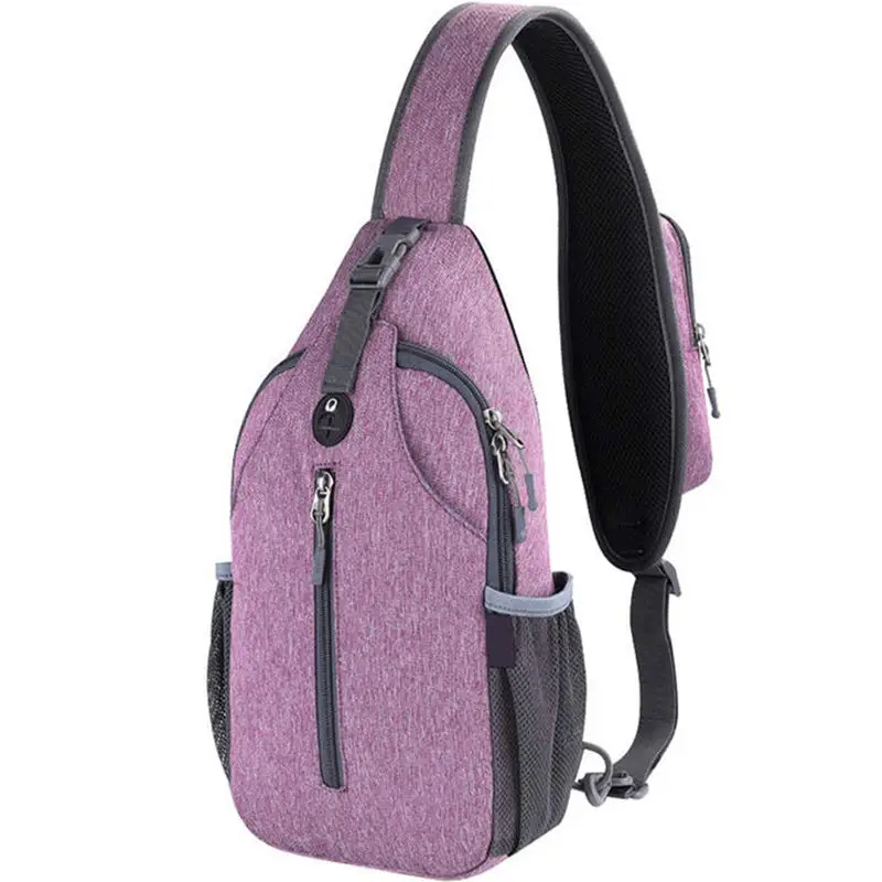 Crossbody Sling Rugzak Mode Schouder Borst Tas Met Oortelefoon Gat Vrouwen Heren Draad Polyester Ritssluiting