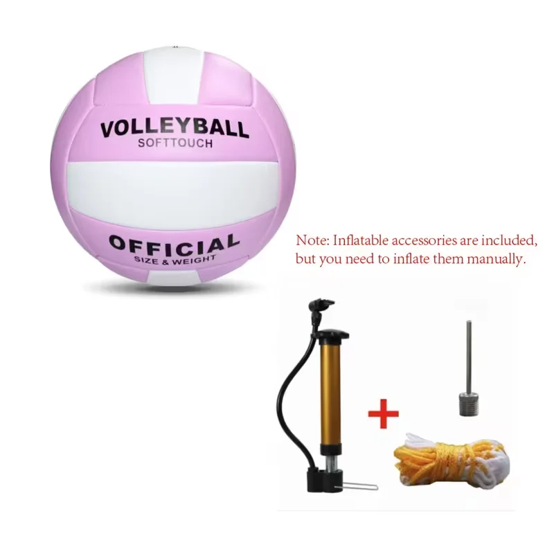 1 Set Includes (One Volleyball + One Pump + One Net Bag + One Ball Needle) Soft Leather Volleyball Sports Fitness Set, Thickened and High-Quality, Standard Training and Competition Volleyball, Beach Volleyball, Suitable for Outdoor Sports, Park Activities, and Beach Entertainment