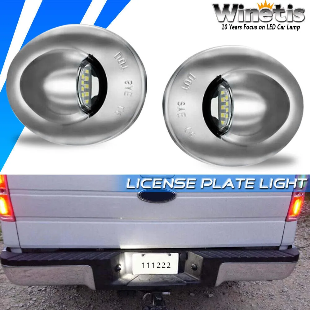 

Winetis 2 шт. для 1999-2016 Ford F150 F250 F350 F-150 F-250 F-350 Chrome 6000K белые светодиодные лампы с номером номерного знака
