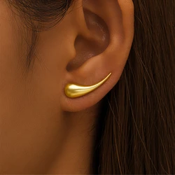 925 Sterling Silver Glossy Water Droplet Shaped Earrings Golden Luster Men and Women Simple Earring Daily Wear Party Jewelry