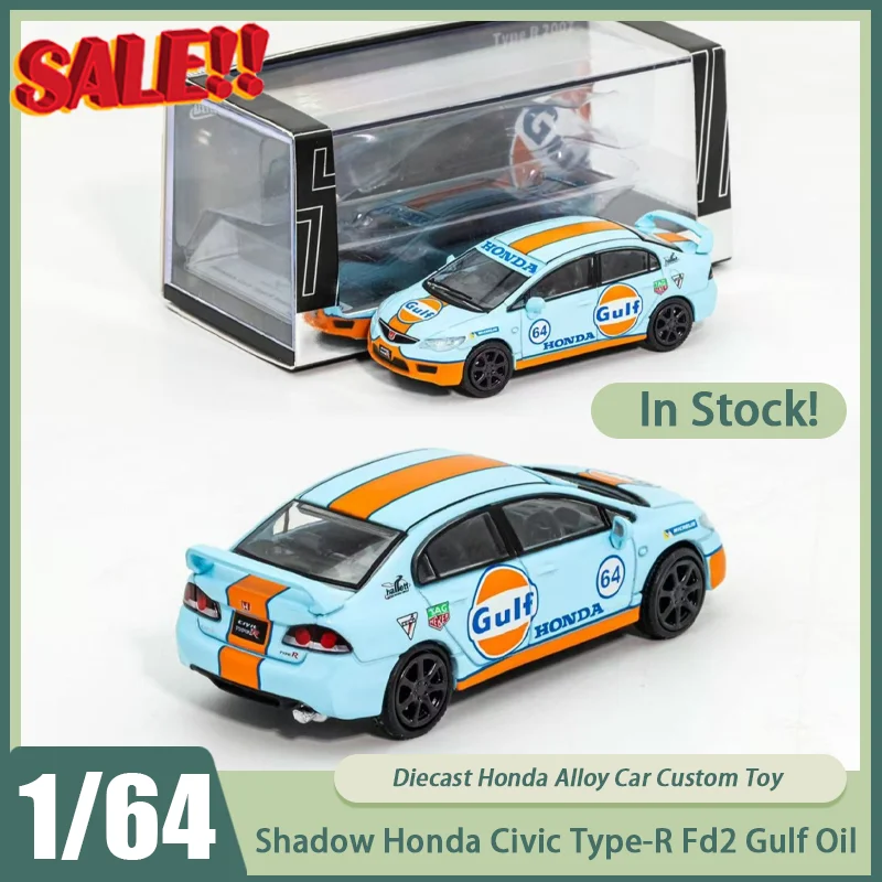 

New In Stock Shadow 1:64 Honda Civic Type-R Fd2 Gulf Oil Car Alloy Miniature Diecast Honda Ornaments Custom Toys Kids Gift
