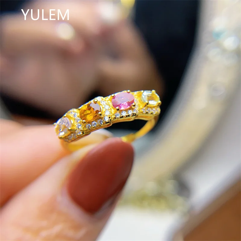 

Кольцо из натурального турмалина 3x4 мм с серебром 925 пробы для женской повседневной носки