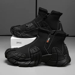 Men New Trend Shoe Brand PU Leather Upper Men's Side Zipper Shoes Genuine Shoes 2024 Mens Trainers High Quality Shoes Size 39-45