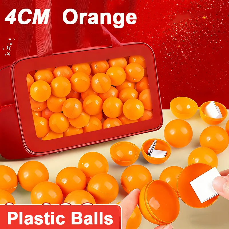Bolas de Lotería de Plástico Naranja de 4CM, Bolas de Sorteo con Abertura Integrada, Bolas de Juego Interesantes, Accesorios para Fiestas