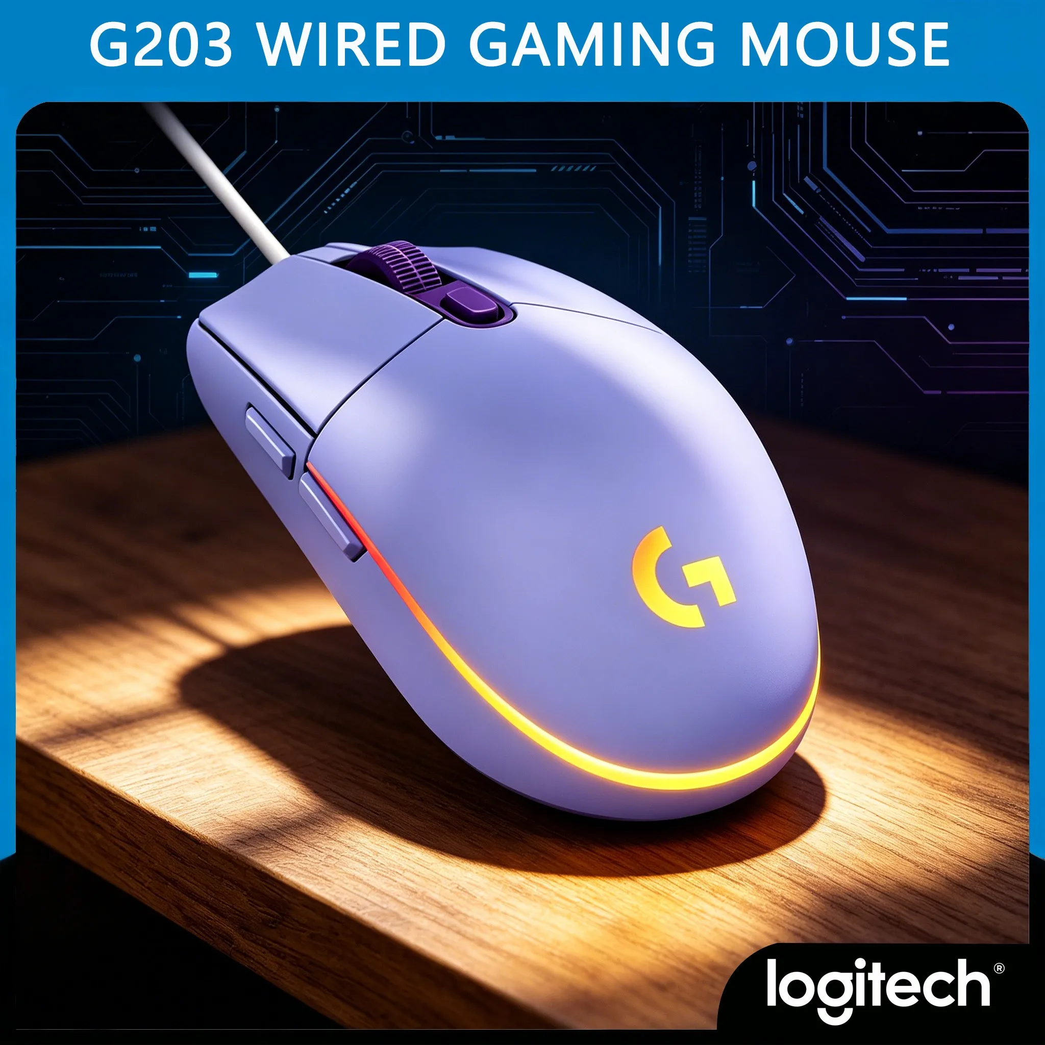 Ratón con Cable Logitech G203/G102/G402/M100R, LIGHTSYNC RGB Personalizable, Sensor de 8000 DPI, 6 Botones, para Juegos FPS, RPG y MOBA