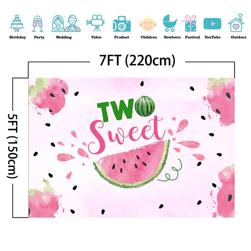 Mocsicka – toile de fond en pastèque pour l'été, Fruit doux, bannière de fête de 1er anniversaire, accessoires décoratifs, arrière-plan pour stand Photo