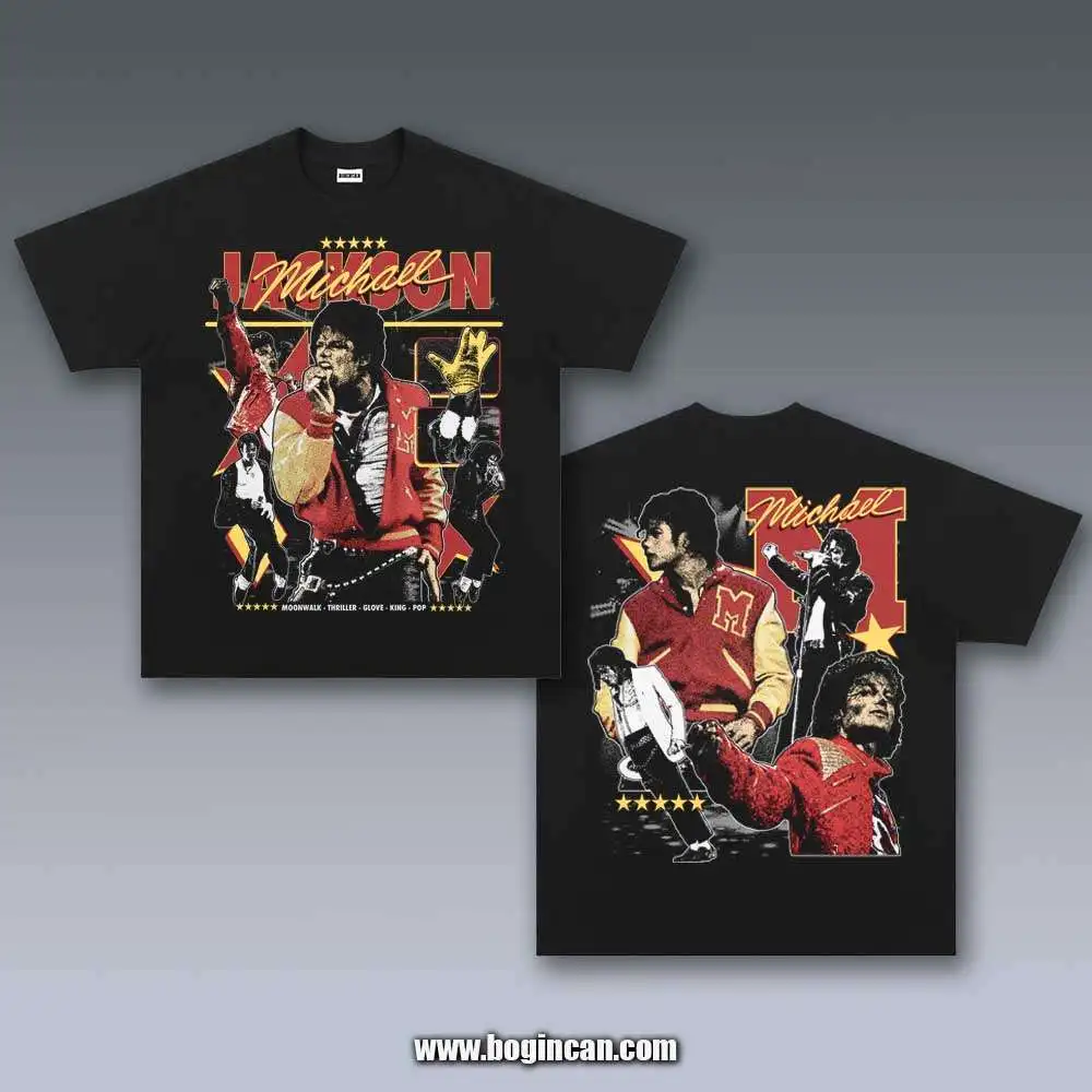 Michael Jackson Retro Printed T-shirt Men Women Oversized Street Wear Y2k Short Sleeve Cotton Loose Soft Female Male Clothing
