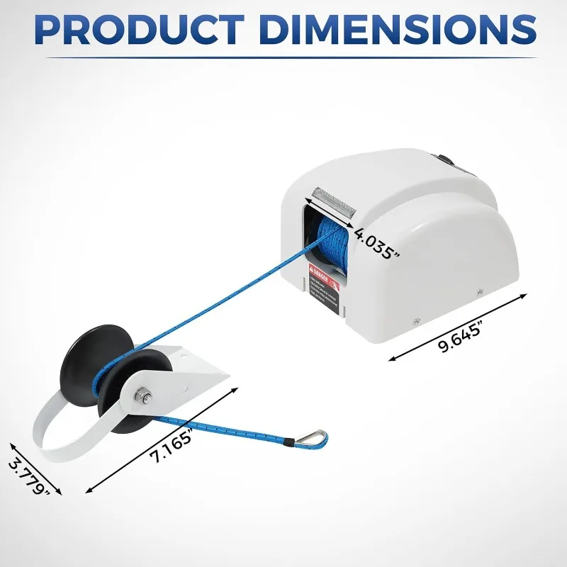 Anchor 45LBS Marine Electric Anchor Winch 12V Windlass with Remote Control Saltwater Boat Kit