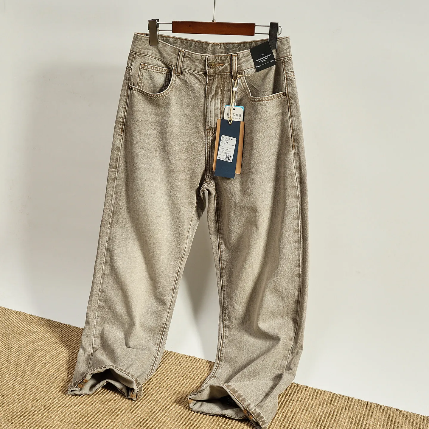

2026 Summer New American Retro Men's Loose Straight Jeans Fashion Washed Old Comfortable 86.5% Cotton Cargo Casual Pants