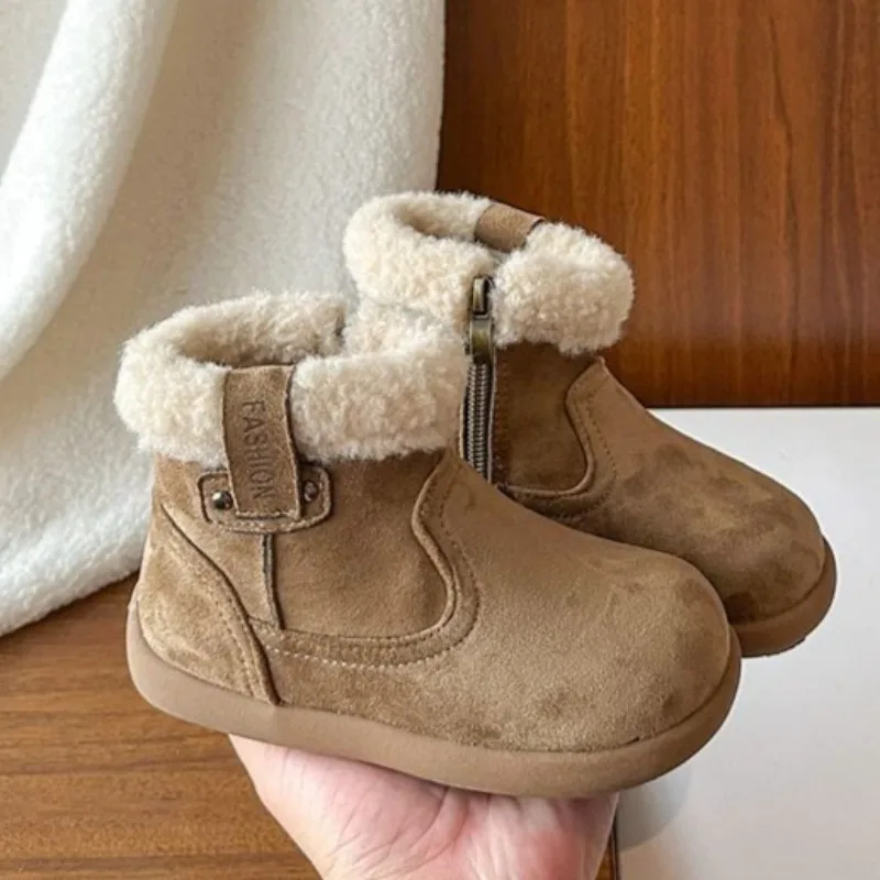 أحذية شتوية معزولة حراريًا للأطفال البنات أحذية ثلج مبطنة بالصوف 2026 أحذية قطنية سميكة للفتيات أحذية دافئة #4
