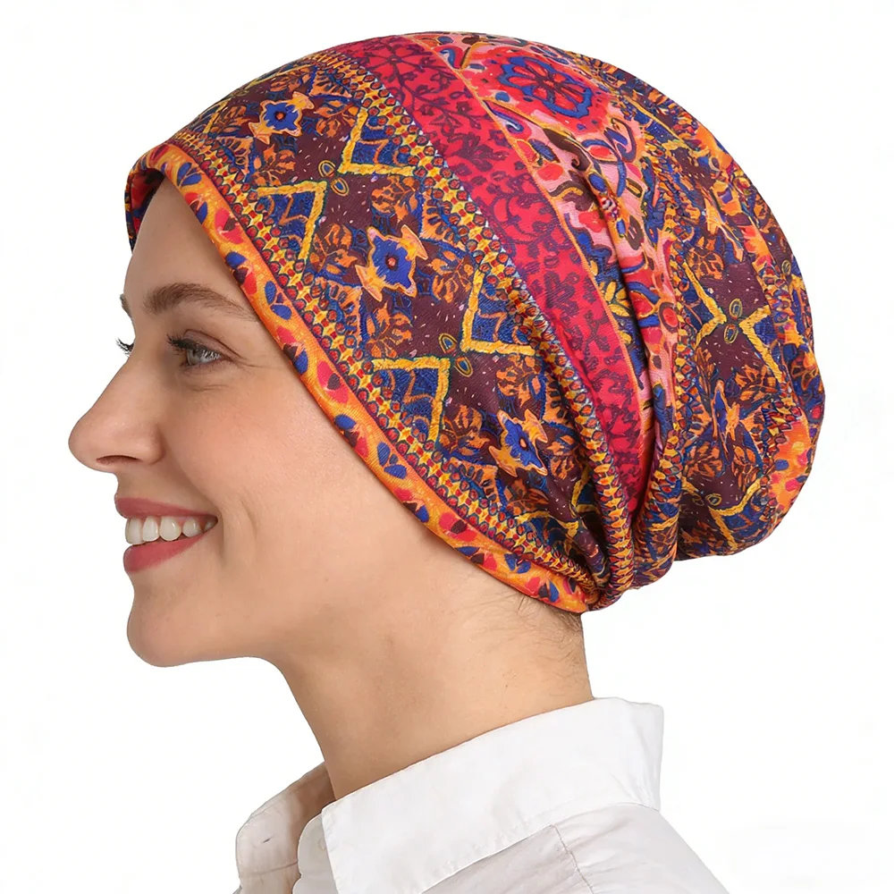 Musterhut im Ethno-Stil, Beanie-Mütze, Skullcap, Kopfbedeckung, Hut – Detail 11