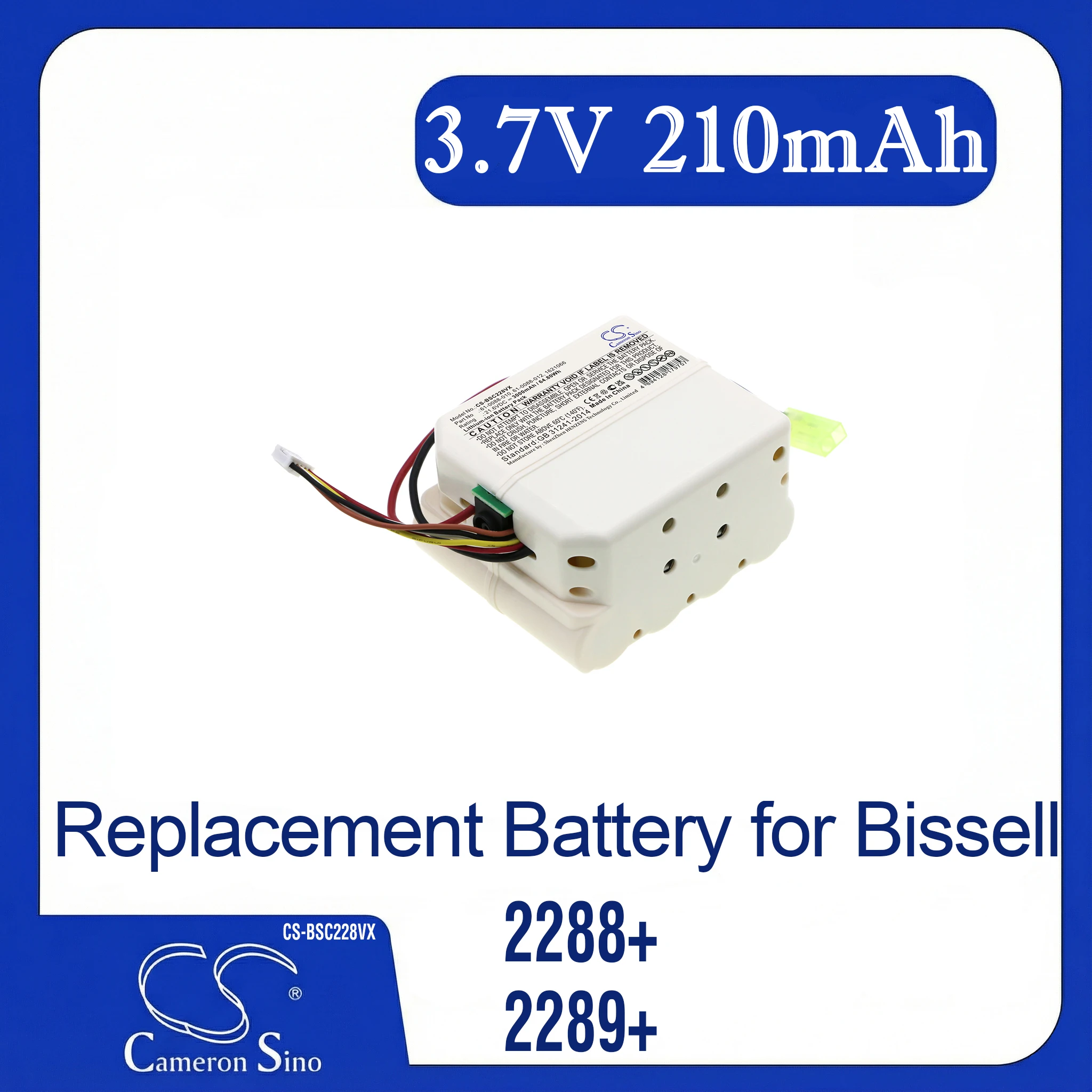 

Cameron Sino Replacement Battery for Bissell 2288+, 2289+, 2774+, 2899+,, Fits P/N 1618212,1620773,1621066,61-0088-010,