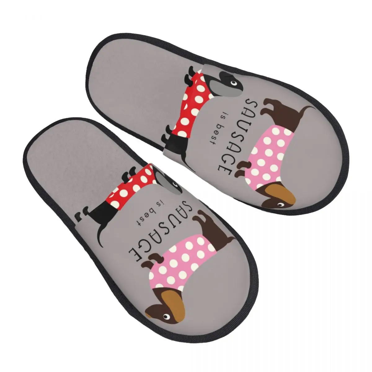 Sausage Is Best Cozy Scuff Memory Foam Slippers Women Sausage Dog Daschund Spa House Shoes