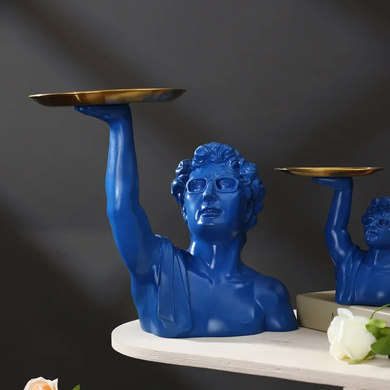 Resin Crafts Statue of David Tabletop Storage Tray Abstract Interesting Portrait Ornaments Decorative