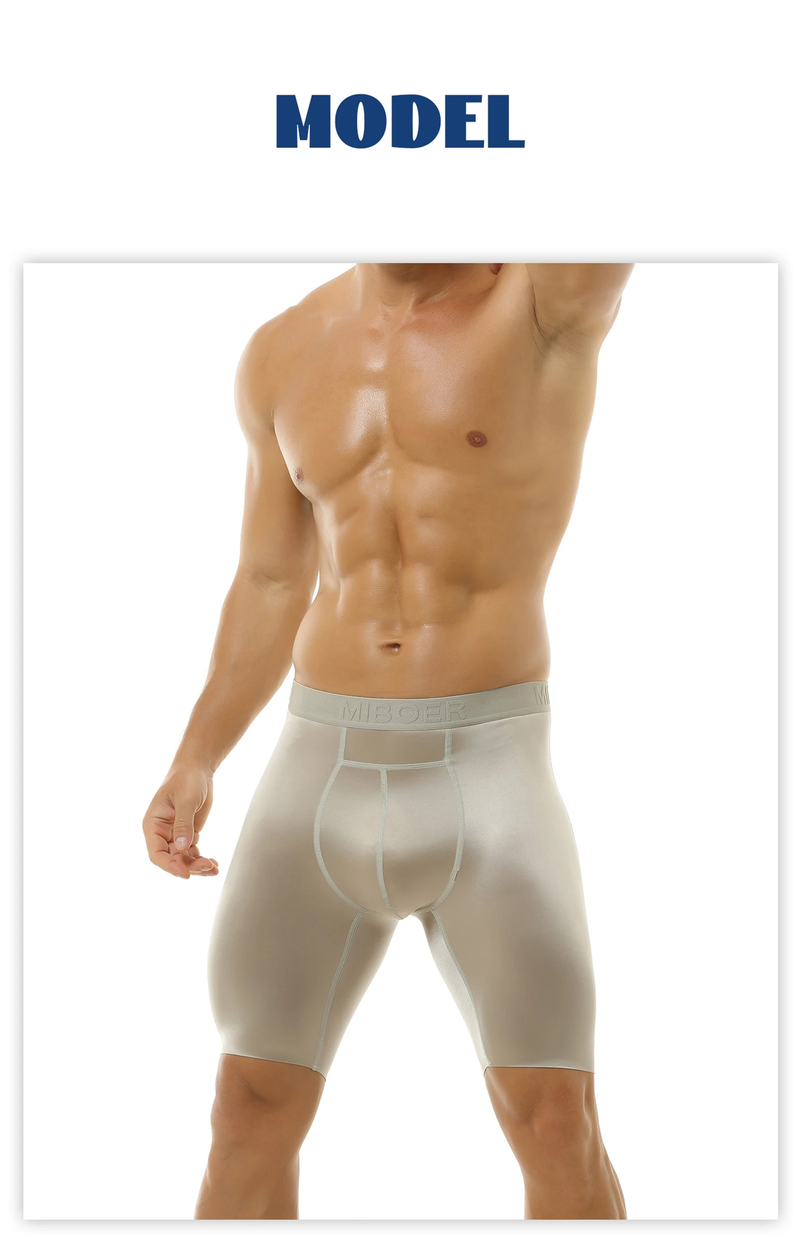 Glänzende Satin-Boxershorts für Herren, U-förmiger Vordertaschen-Design, Seidig Weiche Schlafbekleidung, Mittellange Boxershorts mit Breitem Bund – Detail 7