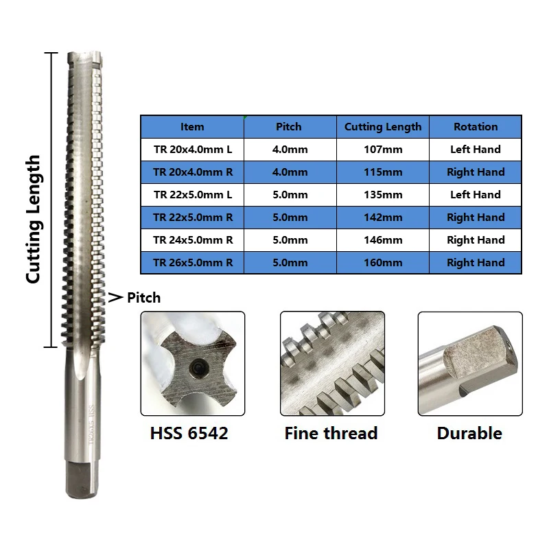 HSS TR Tap TR20 TR22 TR24 TR26 rubinetto trapezoidale filetto destro/sinistro trapano trapano vite utensili per filettatura utensile manuale