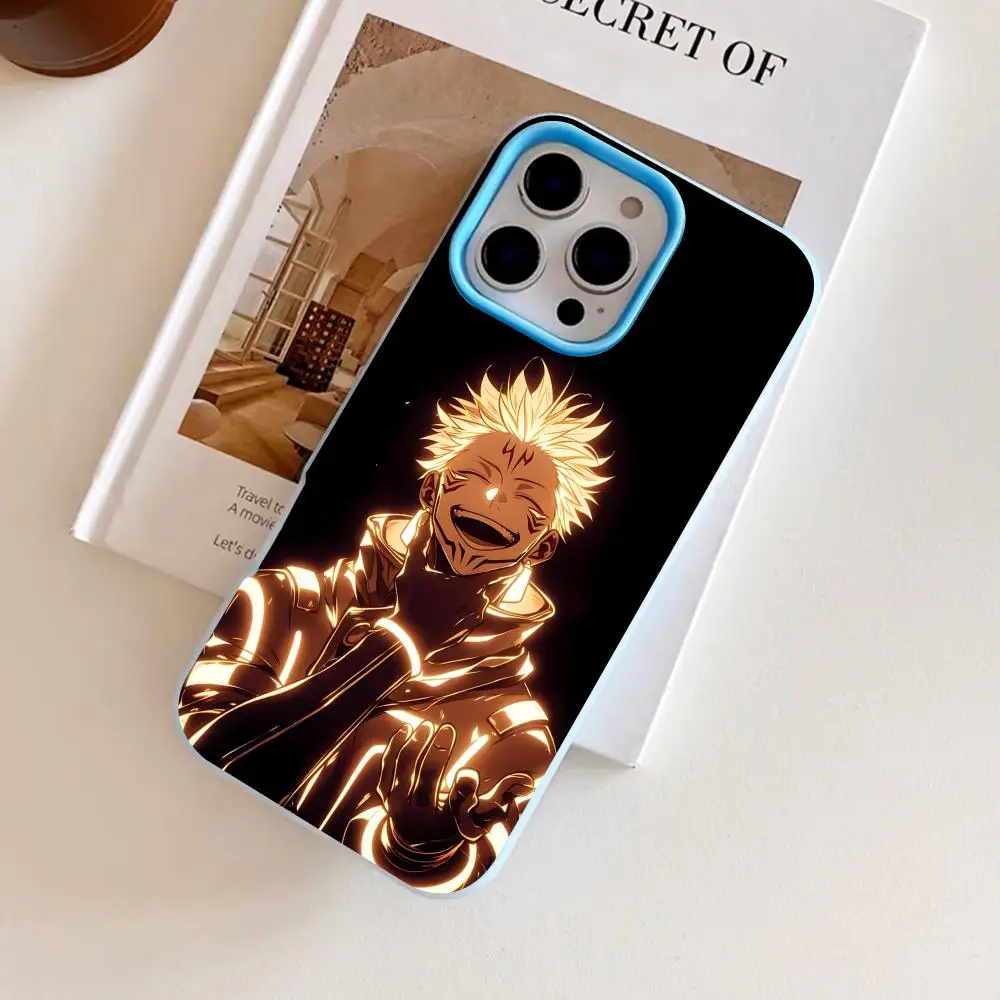

Jujutsu Kaisen Neon Jelly Double layer Light Blue Mobile Phone Case for iPhone 17 16 15 14 13 12 11 Air Pro Max Plus Protective