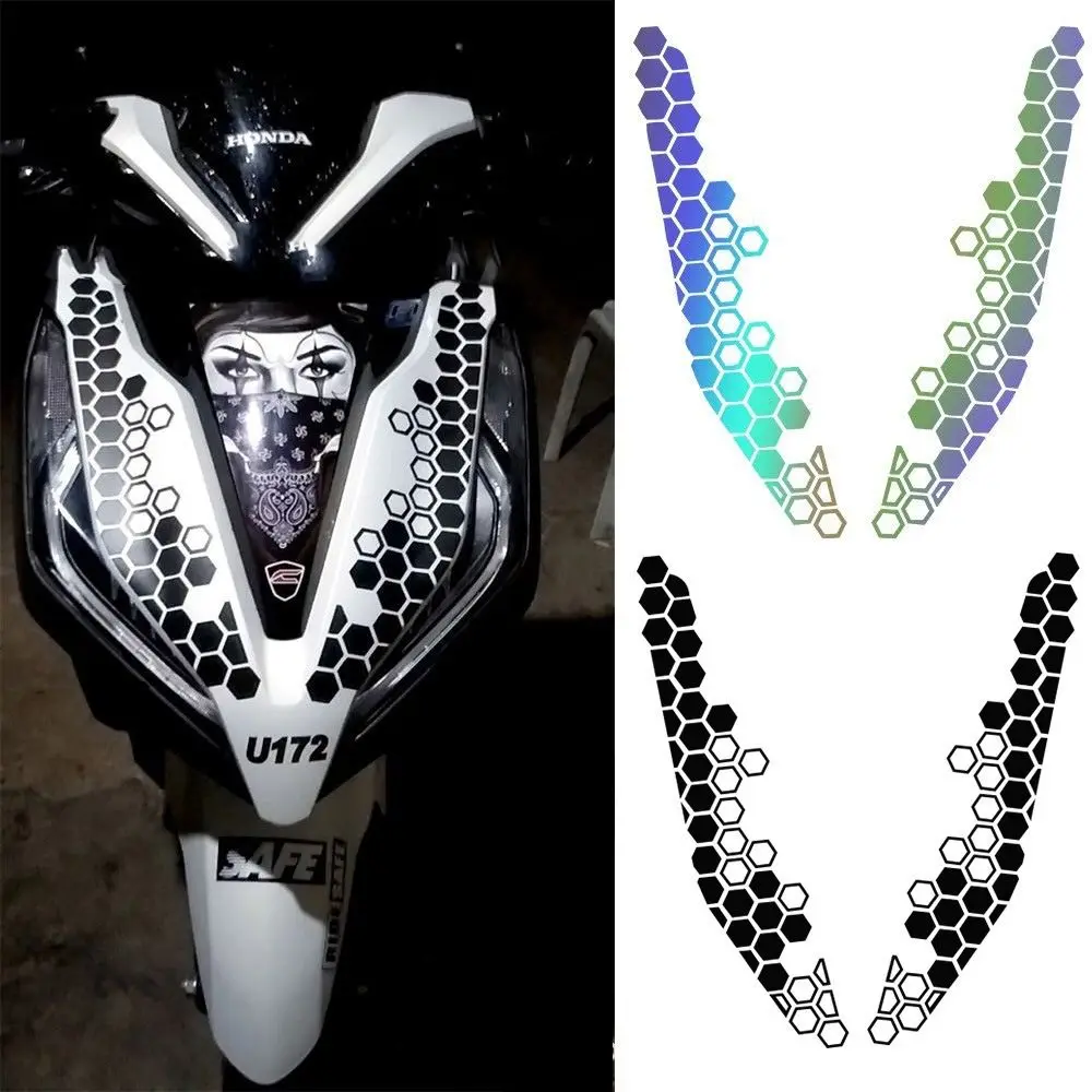 Multicolor Motorcycle Decorative Sticker PET Motorbike Electricbike Honeycomb Decals Modification Dust-proof Reflective Stickers