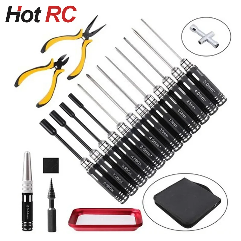 

18 in 1 / 23 in 1 RC Tools Kits Screwdriver Pliers Hex Sleeve Socket Repair Box Set for Repairing RC Airplanes Rc Car Model Toys