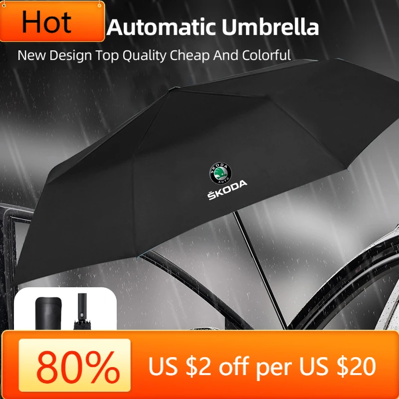 

Наклейка на автомобиль Skoda, новинка 2025 года, для Skoda 12 Bone, автомобильный автоматический складной зонт, солнцезащитный козырек, аксессуары Rapid Kodiaq Karoq Fabia Ka