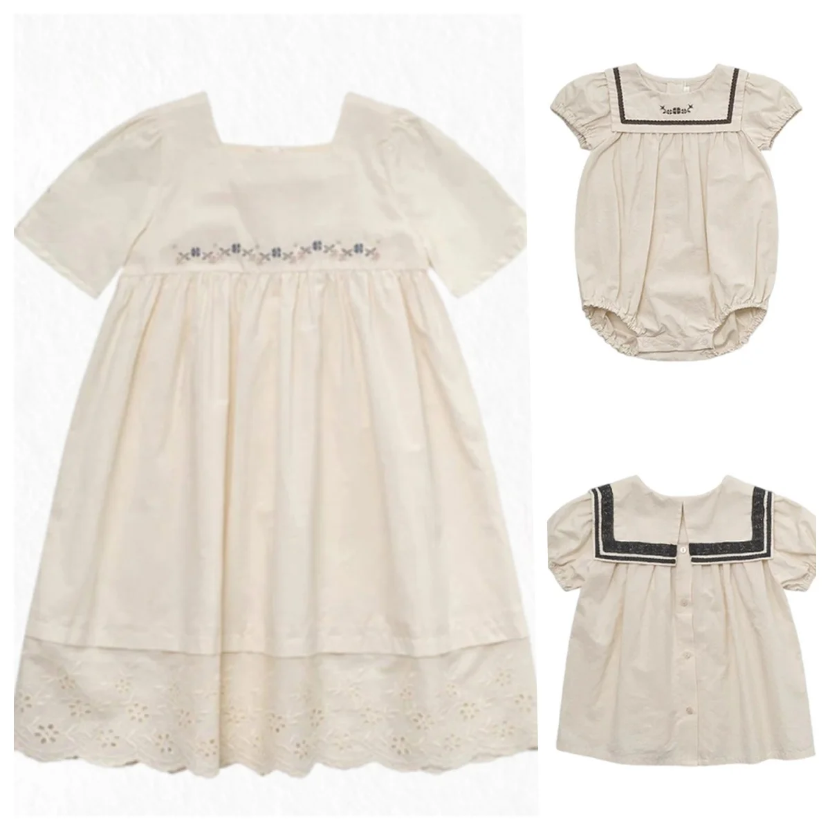 Sister Toddler Baby Girls Flower Lace Dresses Summer Girl Baby Romper Sister Matching Outfit Princess Dress  Princess Romper