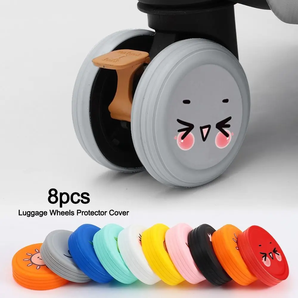 

8Pcs Silicone Luggage Wheels Protector Cover Reduce Noise Anti-slip Suitcases Wheel Protection Rings Reduce Wheel Wear