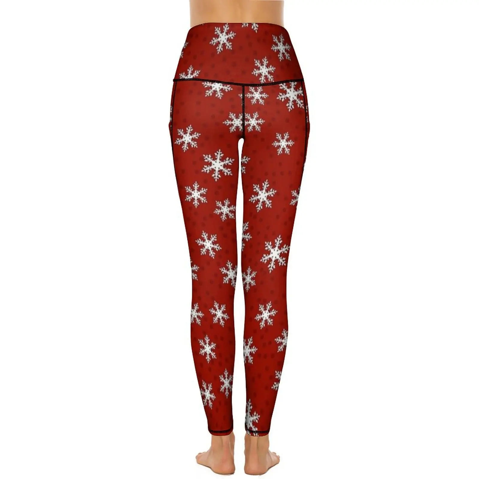 Celana Yoga Merry Natal Legging desain merah kepingan salju seksi legging Gym pinggang tinggi ketat olahraga melar antik wanita