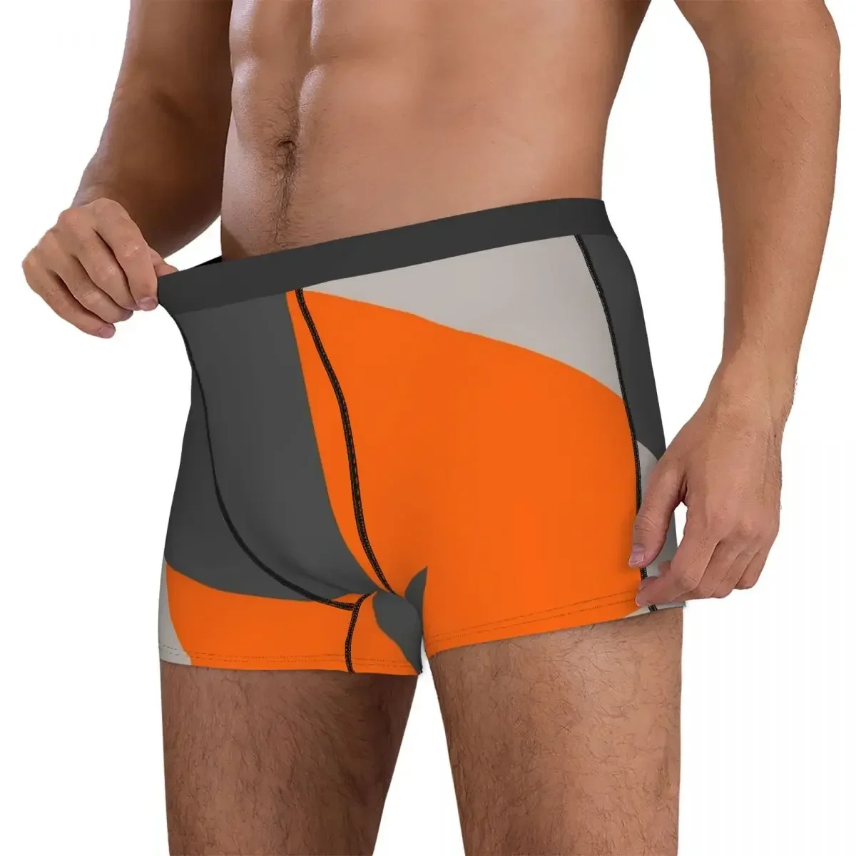 Boxer Underpants Shorts Orange And Grey Triangles Panties Male Breathable Underwear for Homme Man Boyfriend Gift