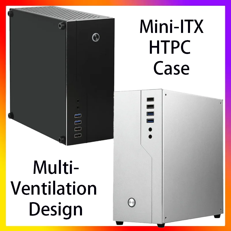 

Mini-ITX HTPC Chassis All-Aluminium Soft Router Computer Case Office Single Slot PCIE Desktop Support ITX Motherboards 19*19CM