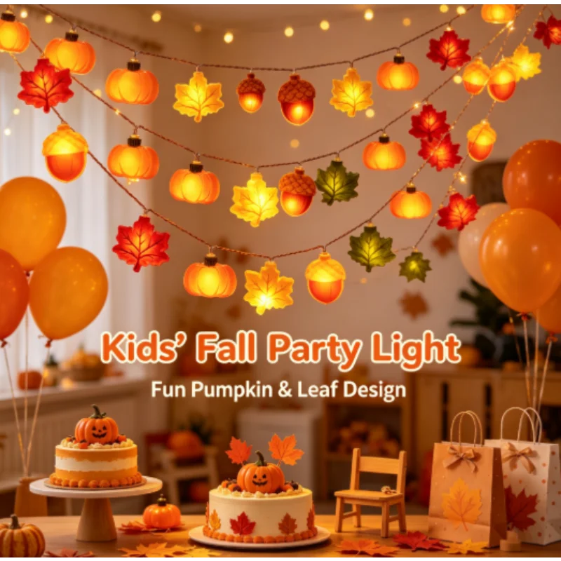 LED Festive Lights Hanging Lamp 3m Halloween Pumpkin Nut Maple Leaf Christmas Thanksgiving Party Decoration Props Gift Home