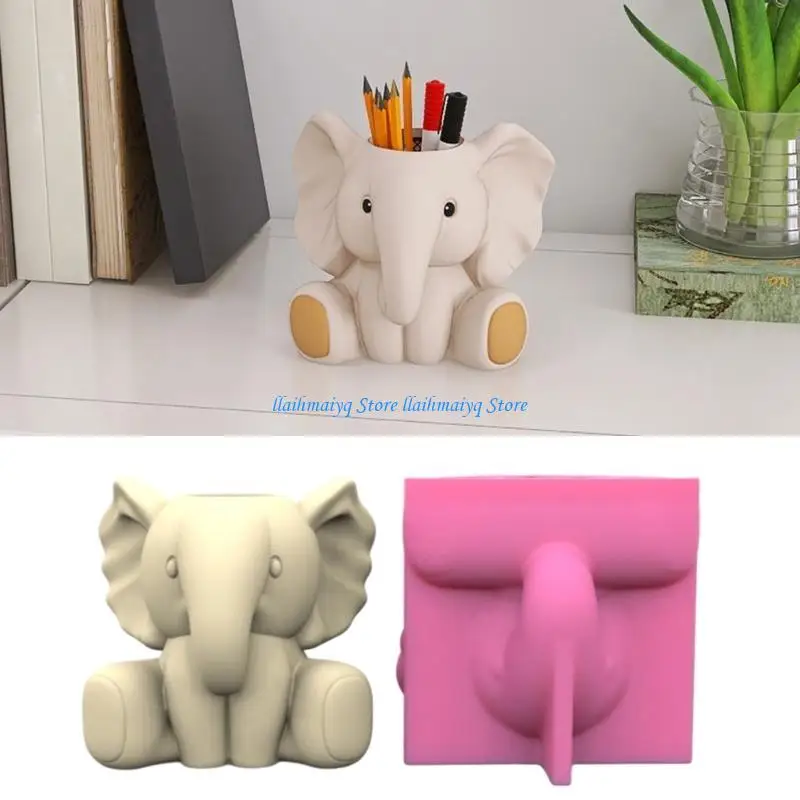 

573B Animal Silicone Mold Flower Pots Mould Elephant Planter Molds Ornament