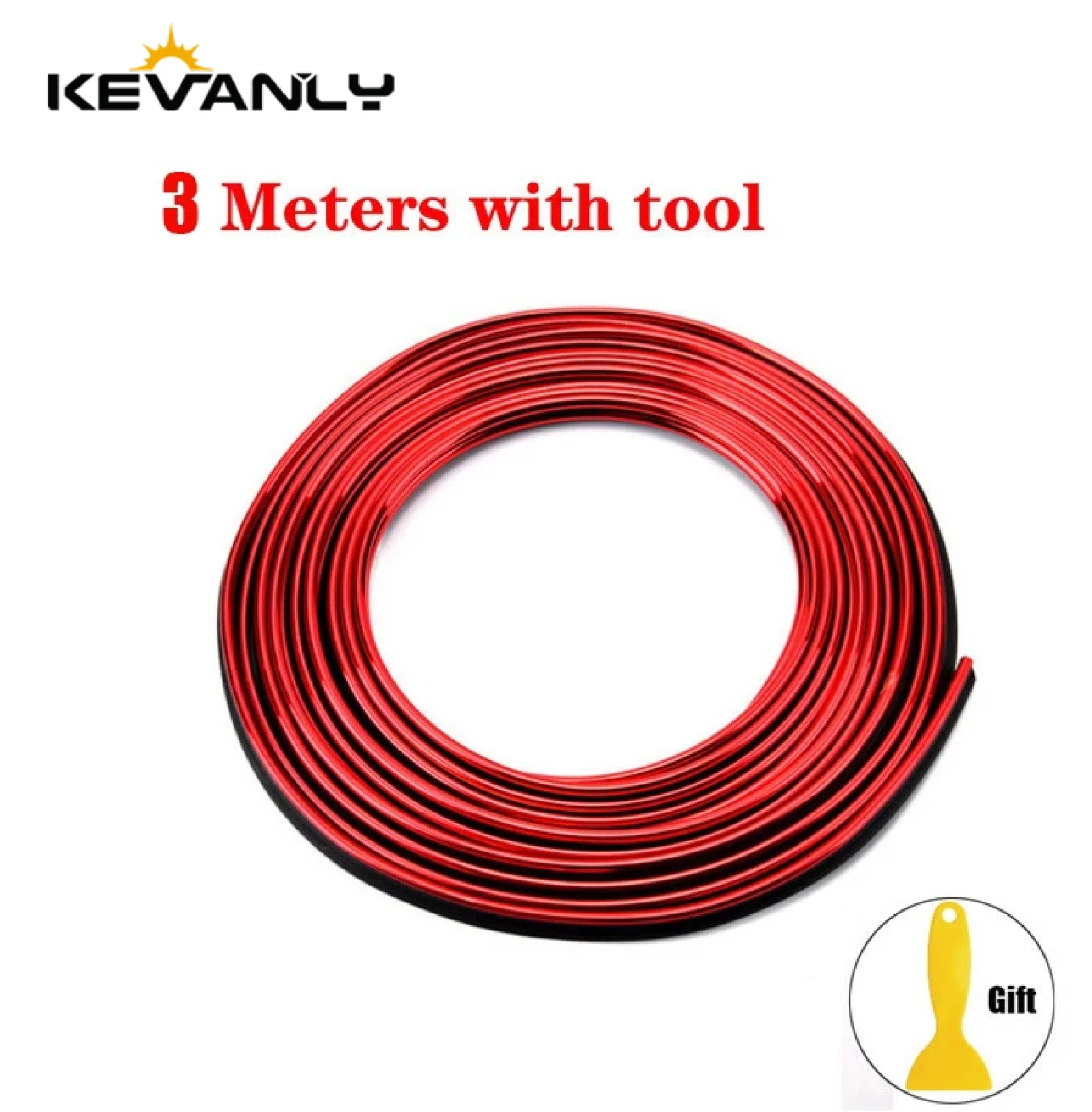 

5M Universal Car Moulding Decoration Flexible Strips 5M Interior Auto Mouldings Car Cover Trim Dashboard Door Car Styling Red