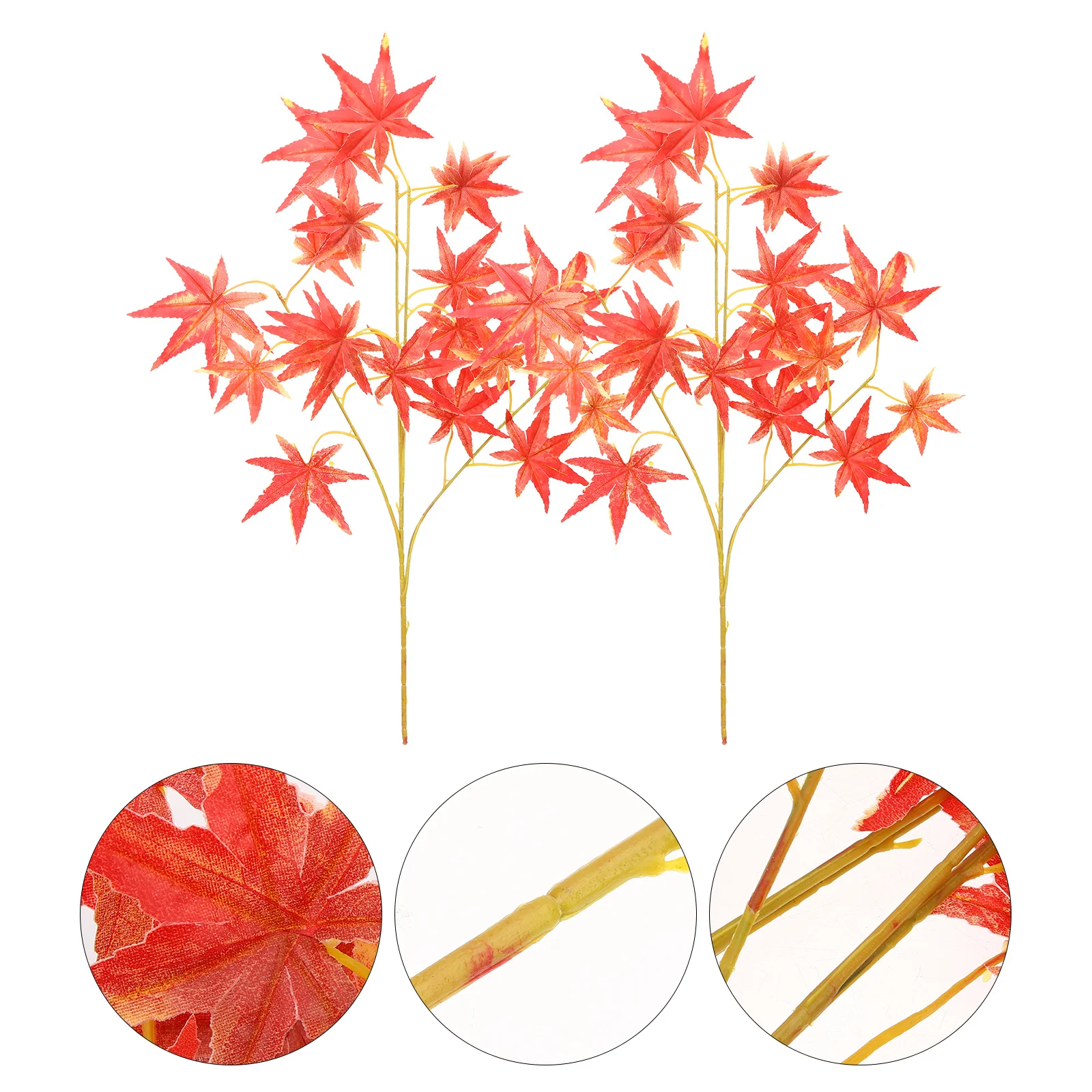 

2Pcs Faux Maple Leaves Artificial Fall Branches Stems Fake Maple Leaf Picks Decorative Autumn Leaves Stem for Party Outdoor