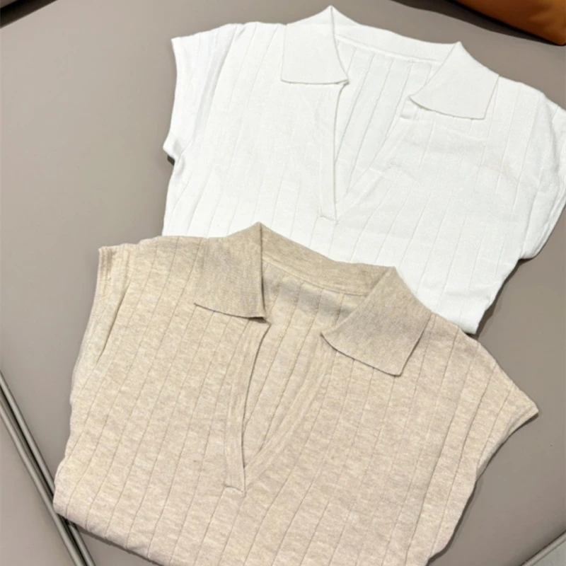 

Ele Deep V Ne Slim Fit Svel вязаная футболка женская летняя сексуальная грудь ow oulder однотонный топ для поездок на работу