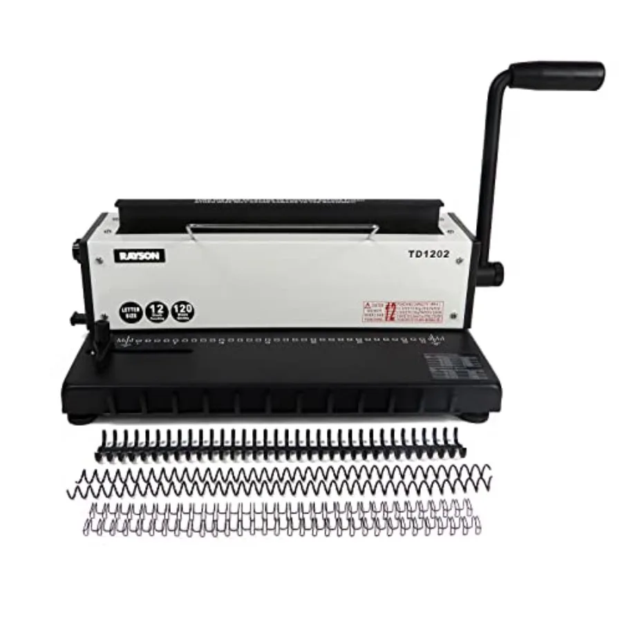 

Переплетная машина TD1202: Станок для переплета проволокой 3:1, перфорация 12 листов, переплет 120 листов, прочная металлическая конструкция