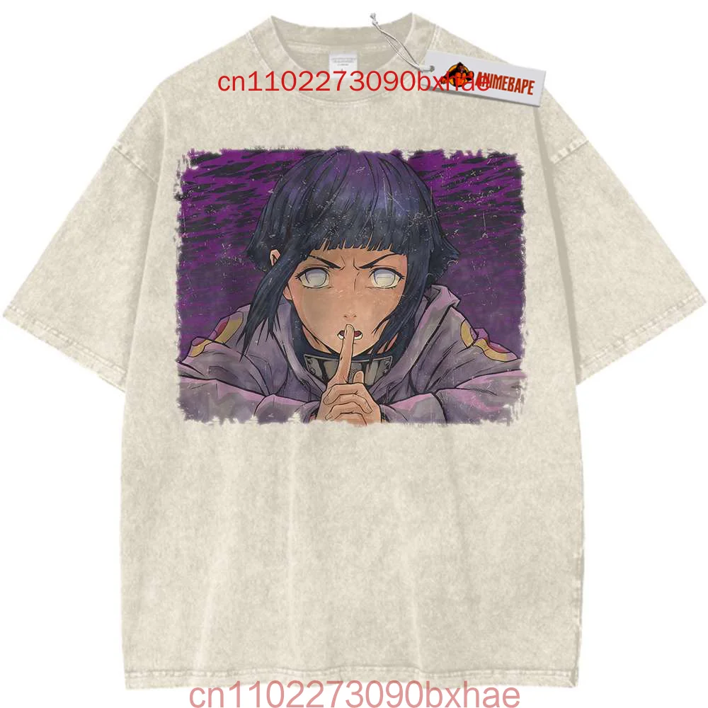 الرجال قصيرة الأكمام تي شيرت هيناتا هيوغا ناروتو أنيمي طباعة تي شيرت تقليدي القطن الأسود غسلها بلايز تيز موضة Harajuku الشارع الشهير #3