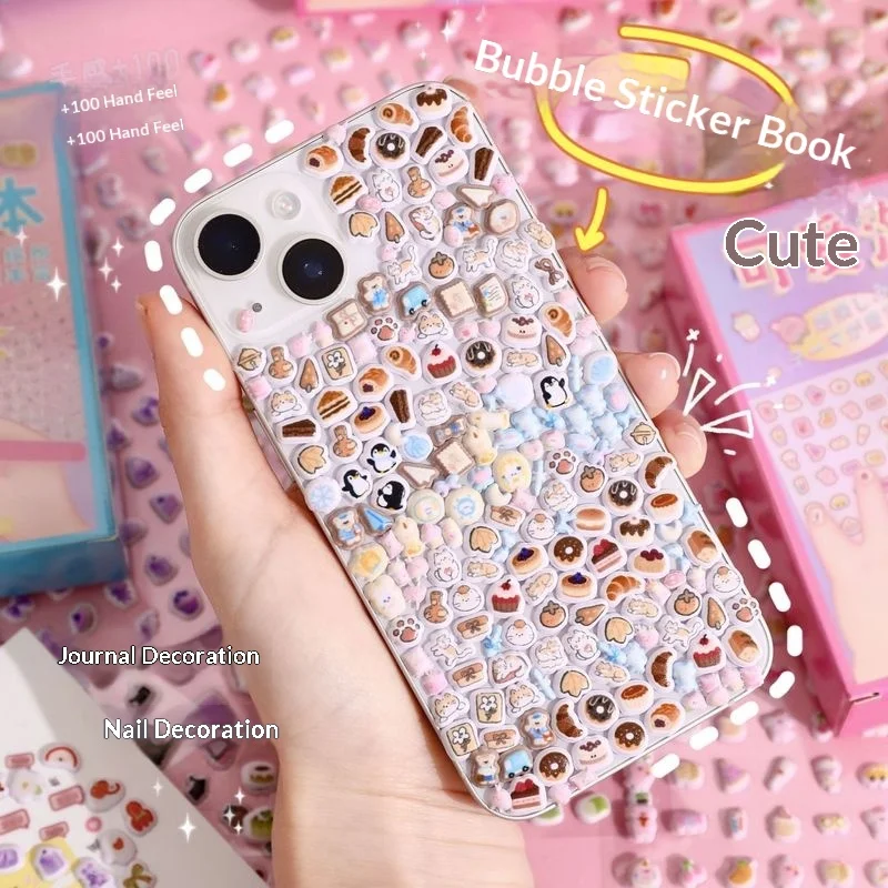 

Cute Bubble 3D Stickers Collection Book DIY Phone Case Decoration Nail Art Stickers Children's Stationery Supplies